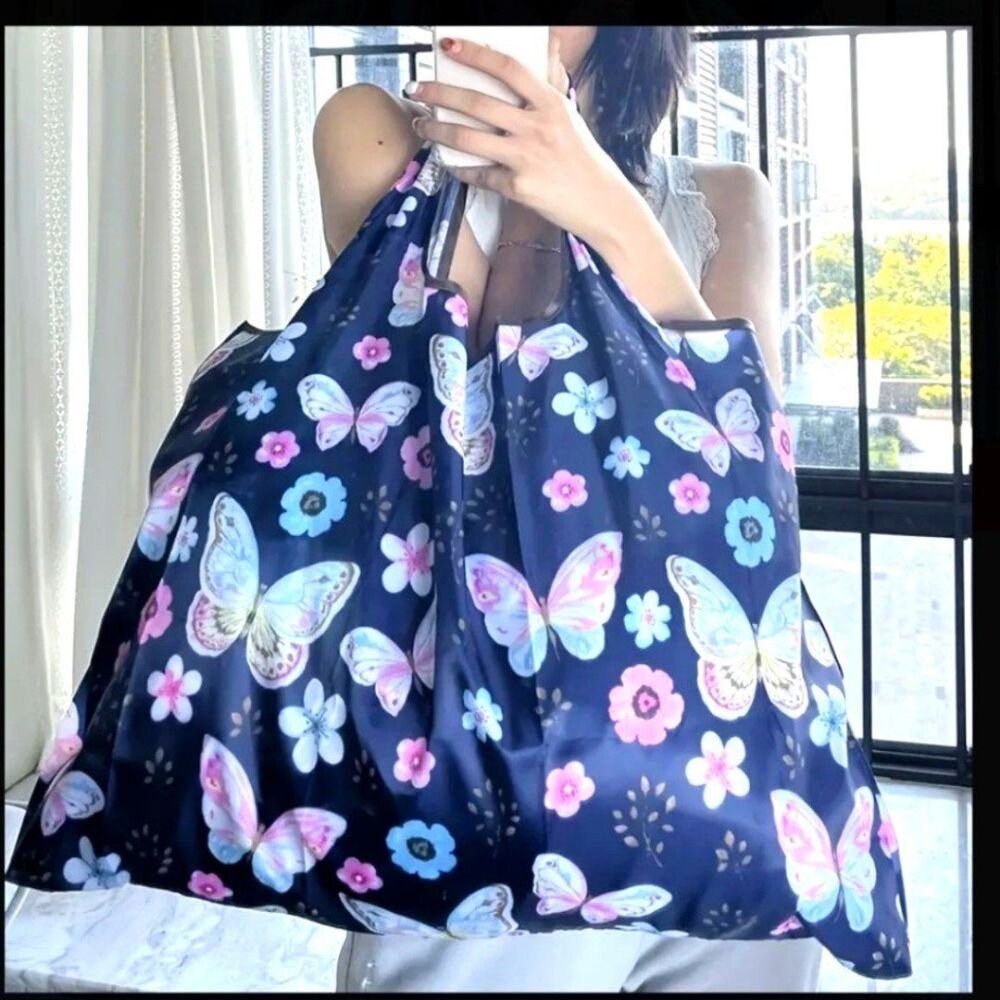 Butterfly floral Print Shoulder Tote Bag